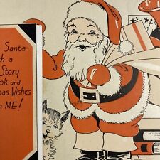 Vintage Early Mid Century Christmas Greeting Card Santa Claus Storybook Attached picture