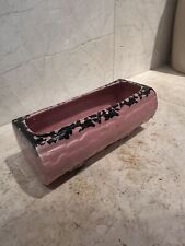 Vintage Ceramic Log Planter, 9” Long, Pink with Black Edges Splatter Made in USA picture