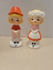 Vintage Kitschy Boy And Girl Salt And Pepper Shakers picture