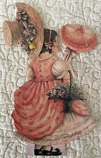 New Victorian Inspired Girl Moves Birthday Greeting Card NOS Old Print Factory picture