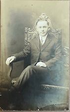 RPPC Handsome Man Willis H Cook Antique Studio Real Photo Postcard 1917 picture