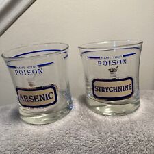 Vintage Cera “Name Your Poison”Strychnine & Arsenic 2 Bar Glasses Neiman Marcus picture