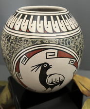 Mata Ortiz Pottery Jose Martinez Emu Ostrich Bird Olla Vase Polychrome Paquime picture