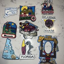Lot of 9 Vintage Assorted State Magnets Flat Rubber picture