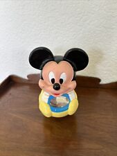 VTG 1984 Mickey Mouse Walt Disney Roly Poly Mirror Baby Rattle Toy 6” Tall picture