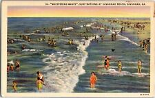 Whispering Waves, Surf Bathing at Savannah Beach GA Vintage Postcard A07 picture