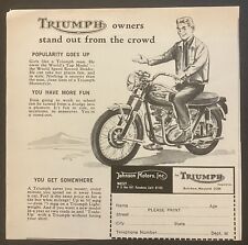 1965 Triumph Owners Stand Out From The Crowd Motorcycle Vintage Print Ad B&W picture