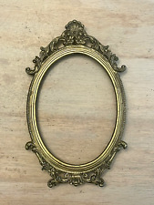 VTG ROCOCO STYLE OVAL ANTIQUE GOLD TONE  METAL PICTURE FRAME  WALL DECOR ITALY picture