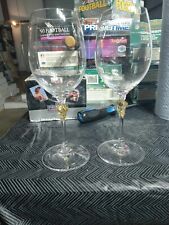 Mikasa Crystal Chablis White Wine Glasses Gold Grape Cluster Stemware Set of 2 picture