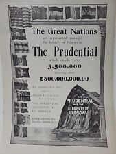 1909 The Prudential Insurance Print Ad Great Nations Flags Rock Gibraltar Leslie picture