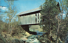 Stowe VT Vermont, Old Covered Bridge, Scenic Stream, Vintage Postcard picture