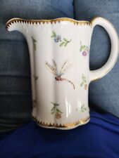 Vintage Godinger Porcelain BUTTERFLY DRAGONFLY Floral 24k Gold Trim Pitcher 7