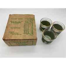 Vintage Hellenic 8oz Glasses Set of 3 Wedgewood Green 22k Gold Trim DrinkWare picture