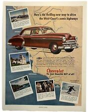 Magazine Ad Vintage 1949 Chevrolet Styleline Deluxe Sedan Driving The West Coast picture
