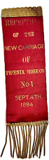 1884 Reception of the New Carriage of Phoenix Hose Co No.1 Ribbon PHOENIX NY picture