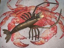 VINTAGE MID CENTURY BRASS LOBSTER CRAWDAD 11.5” LONG - SIT OR HANG picture