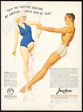 1938 George Petty pinup woman man art Jantzen swimsuit vintage print ad picture