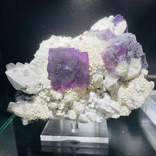 5.74LB TOP Natural fluorite quartz crystal mineral specimen+stand picture