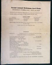 1936 vintage BETHLEHEM STEEL 2nd ANNUAL PICNIC hershey part PROGRAM funny acts picture