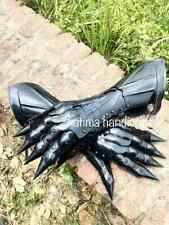 Medieval Pair Of Gloves Nazgul Steel Armor Black and Gloves Gauntlets picture