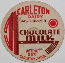 Vintage milk bottle cap CARLETON DAIRY Chocolate Carleton Michigan new old stock picture