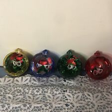 Lot/4 Vintage Jewel Brite MCM Plastic Christmas Bell Indent Diorama Ornaments 3” picture