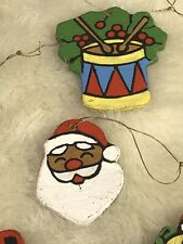Christmas WOODEN “vintage” Double sided ornaments set of 15. Hand Painted picture