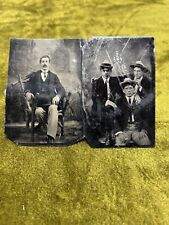 2 Antique Tintype Photographs Men with Hats picture