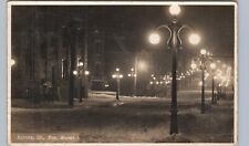 FOX STREET AT NIGHT aurora il real photo postcard rppc illinois history picture