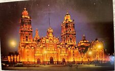 Postcard Catedral Dr Mexico At Night Mexico City Night RPPC Unposted Divided FR9 picture