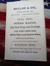1875 Original Print Ad NAYLOR & COMPANY Sweedish & Norway railroad iron NYC picture