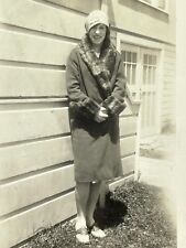 Q1 Photograph Pretty Beautiful Woman Hat Fur Coat 1930-40's Lovely picture