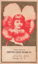 American Sewing Oswego NY Victorian Trade Card c1880s Flower Girl  *Ab9b picture