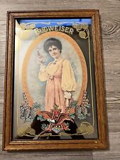 Anheuser Busch Budweiser Beer Girl Mirror Picture George Nathan Print Vtg 1981 picture