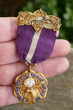 Antique 1912 B.P.O.E. Elks Mount Vernon  Lodge No. 842 Ribbon Medal Badge Pin picture