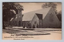 Osawatomie KS-Kansas, First Baptist Church, Religion, Antique, Vintage Postcard picture