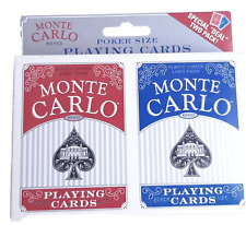 2 Monte Carlo Poker Size Playing Card Decks New Factory Sealed Red & Blue picture
