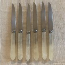 Vintage  Sheffield England Mother of Pearl Steak Knives SET OF 6 picture