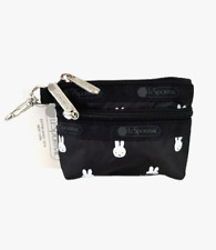 New Miffy Lesportsac Small BLACK Double Zip Wallet ID Coin Card Case Clip Purse picture