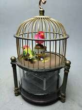 Collection Chinese Bronze Rudder Birdcage Old-fashioned Mechanical Desk Clock picture
