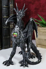 Gothic Fantasy Medieval Ember Crystal Heart Black Dragon Crouching Figurine picture