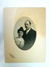 c.1900s Cabinet Card Woman & Man Wedding White Dress Portrait 6 X 8