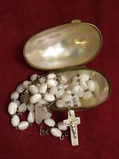 Antique 1900's French Catholic Rosary Mother of Pearl Shell Case RARE  picture