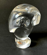 French Baccarat Crystal Stylized Hoot Owl Small Sculpture 2 1/2” Tall , Etch Sgn picture