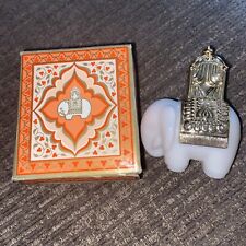 Vintage Avon White Milk Glass Royal Elephant 1.5 Oz Charisma Cologne Full w/ Box picture