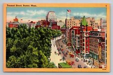 Postcard Tremont Street Boston Mass. Kings Chapel Vintage Unposted Circa 1943 picture