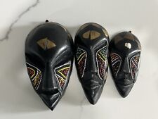 Trio/set Of 3 African Beaded Masks From Ghana picture