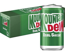 FREE SHIPPING - MOUNTAIN DEW REAL SUGAR 12 PACK CANS Soda Pop Best By 7-1-2024 picture