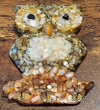 Vintage Acrylic and Shell Owl Wall Plaque Key Holder Tennesee Shell Co. picture