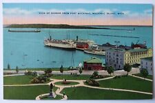 View of Harbor from Mackinac, Mackinac Island, Michigan MI Linen Postcard picture
